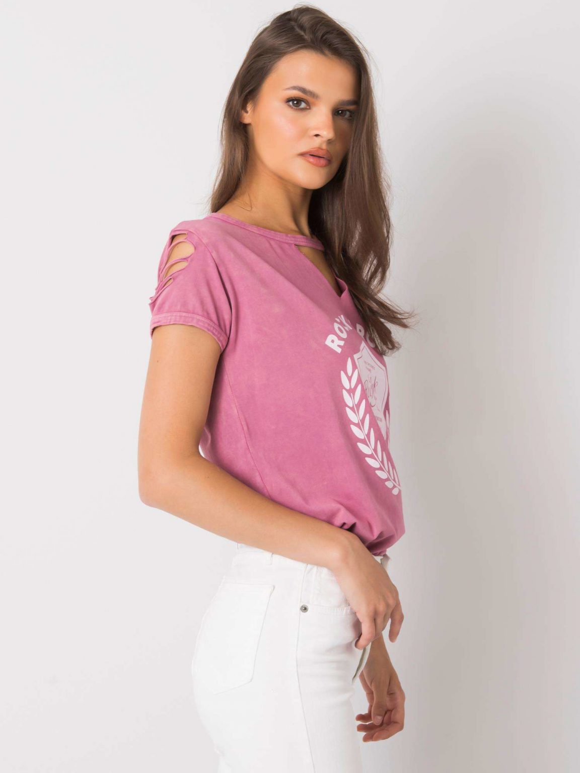 Brudnoróżowy t-shirt z nadrukiem Willow