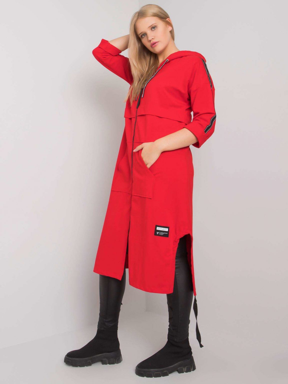 Czerwona długa bluza plus size Aydin