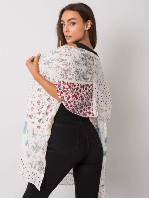 Biała chusta bawełniana z nadrukiem