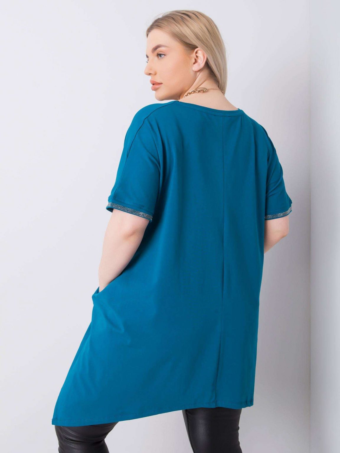 Morska asymetryczna bluzka plus size Kendra