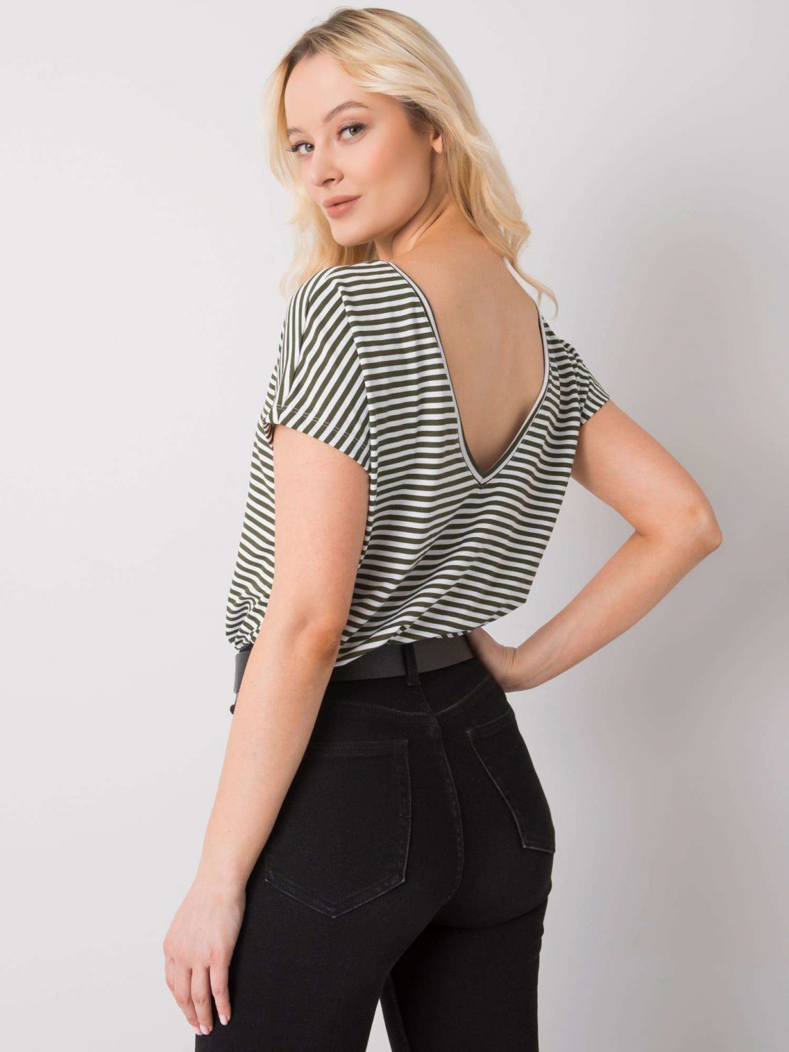 Biało-khaki t-shirt Gina RUE PARIS