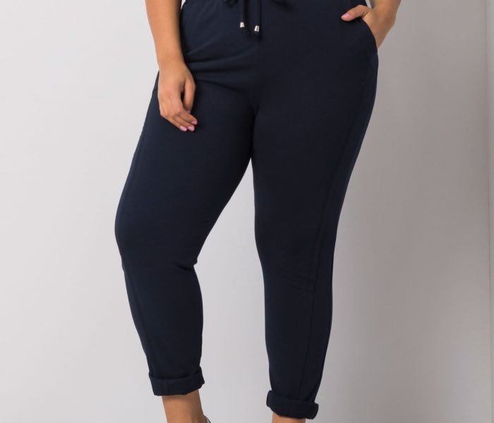 Hurtownia Granatowe spodnie dresowe plus size Alva