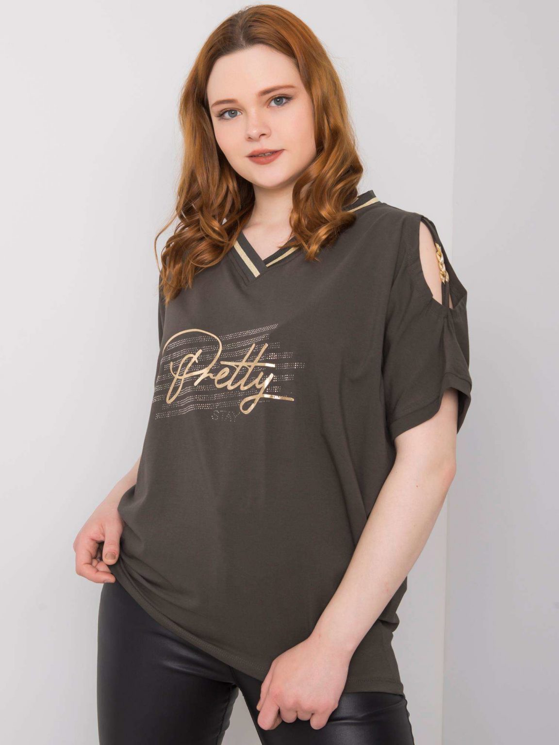 Ciemna khaki bluzka plus size Richelle