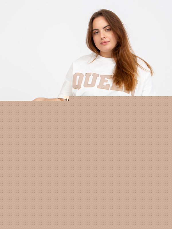 Biała bawełniana bluzka plus size z napisem