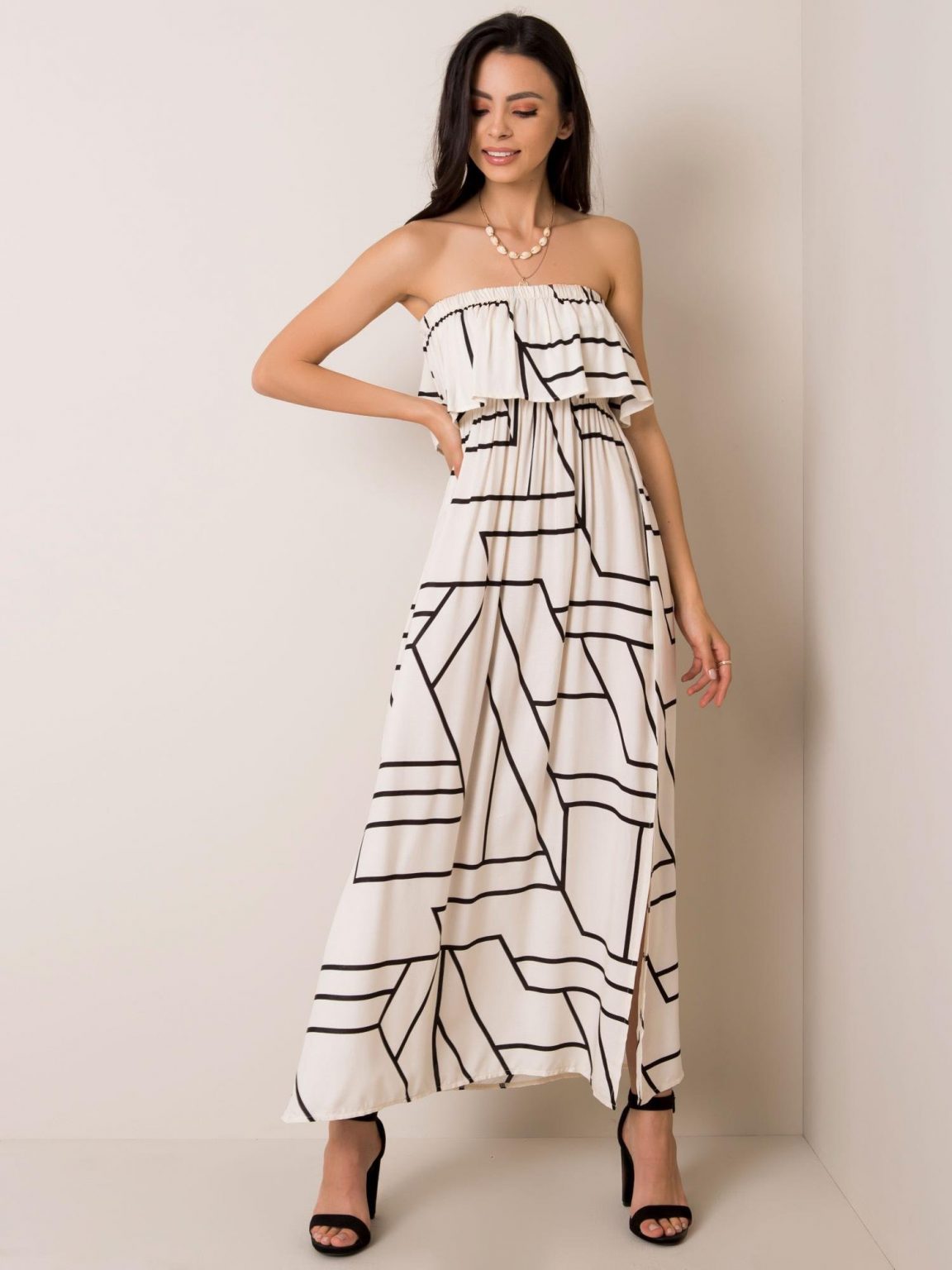 Ecru sukienka Beverly RUE PARIS