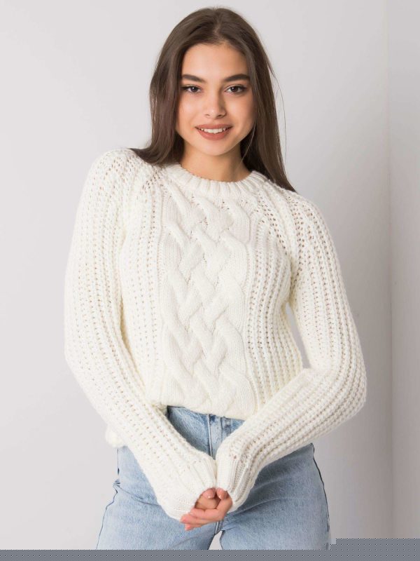 Ecru sweter z warkoczami Belfast RUE PARIS