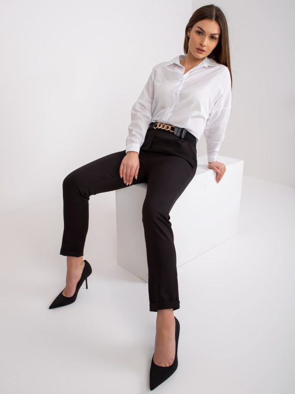 Czarne spodnie eleganckie z paskiem Sewilla