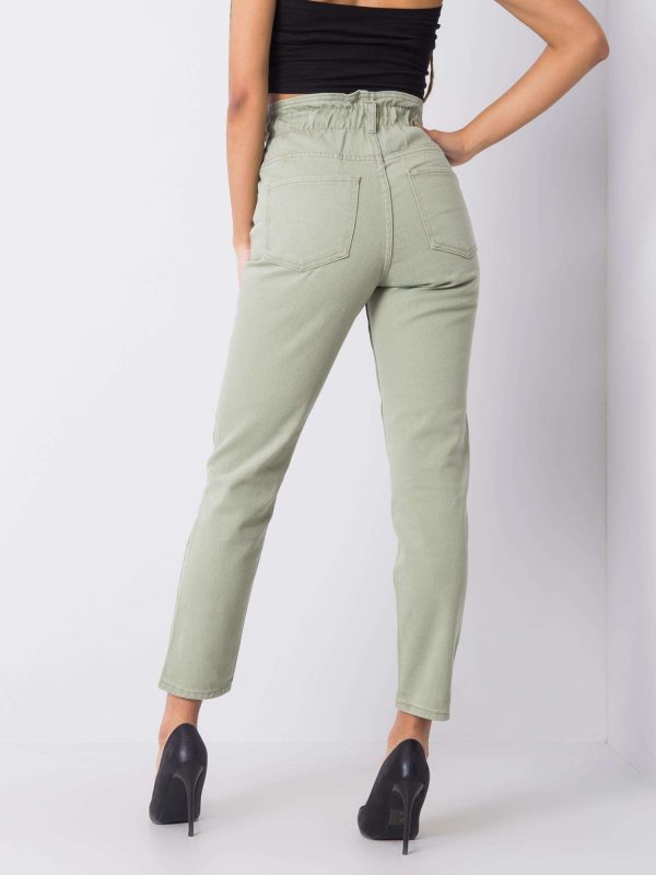 Khaki jeansy z wysokim stanem Beatrix RUE PARIS