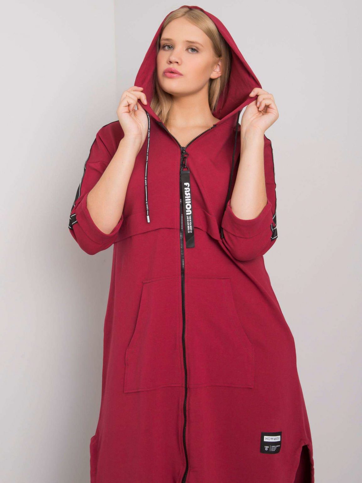 Bordowa długa bluza plus size Aydin