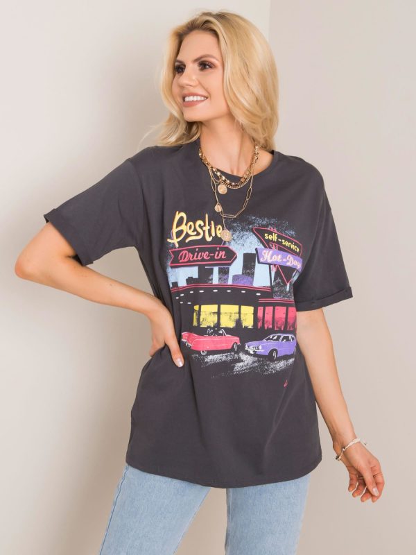 Grafitowy t-shirt Drive RUE PARIS