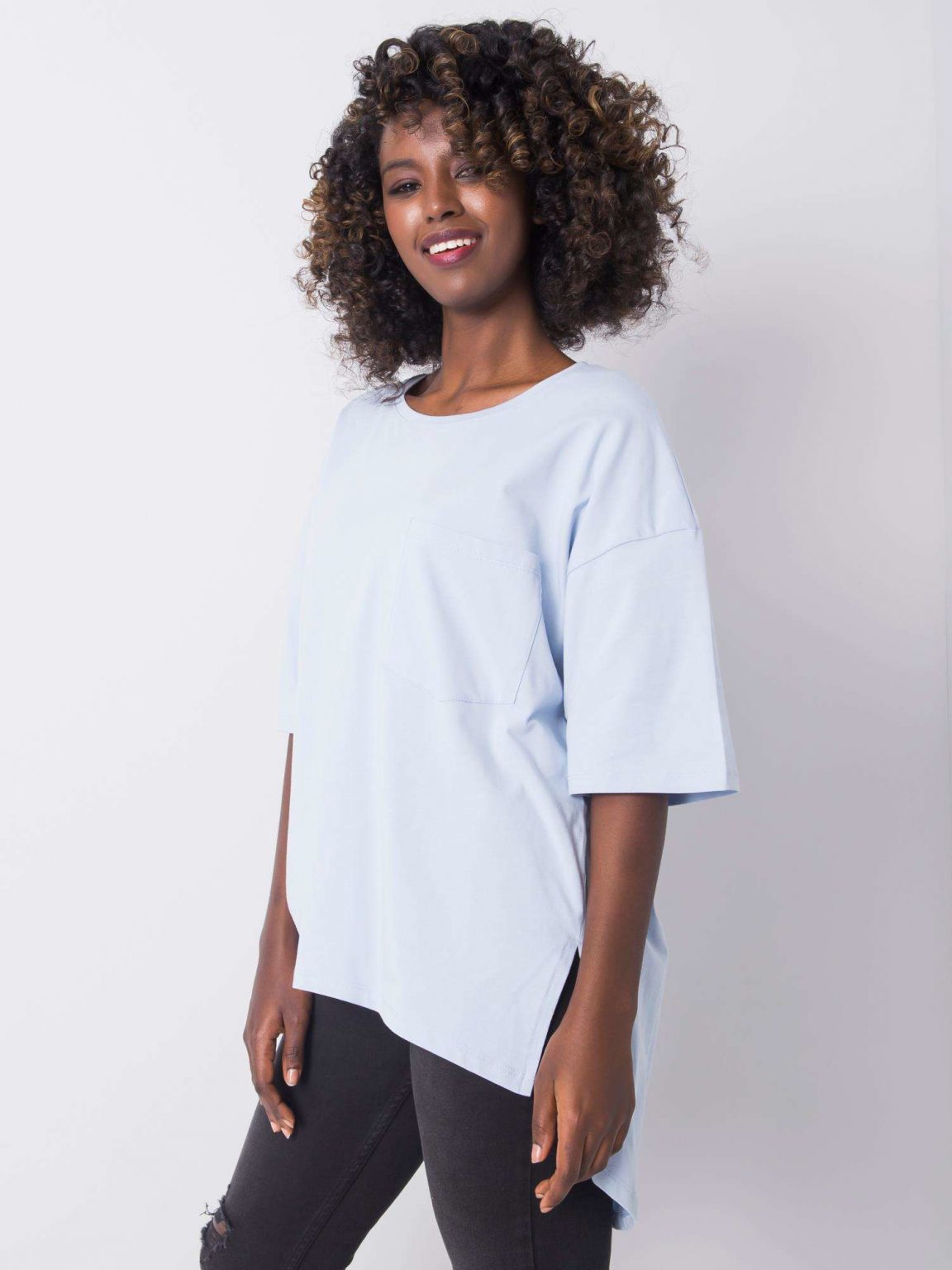 Jasnoniebieski t-shirt bawełniany Noor RUE PARIS