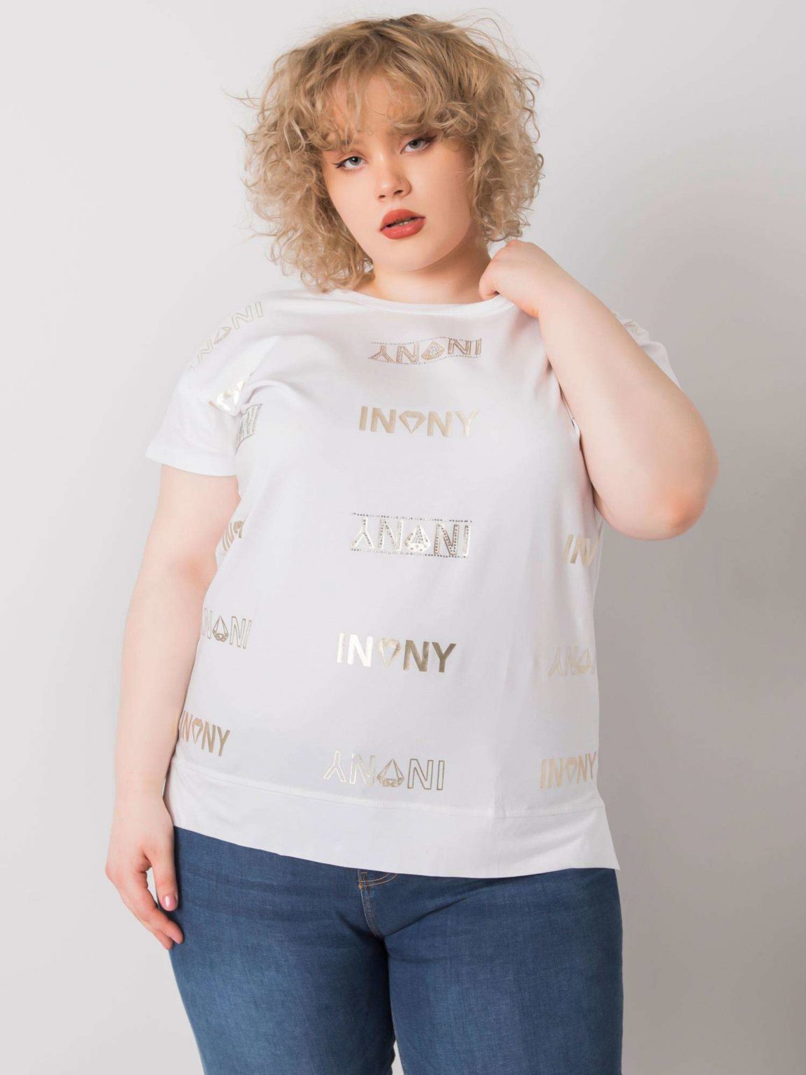 Biała bluzka plus size z bawełny Mallory