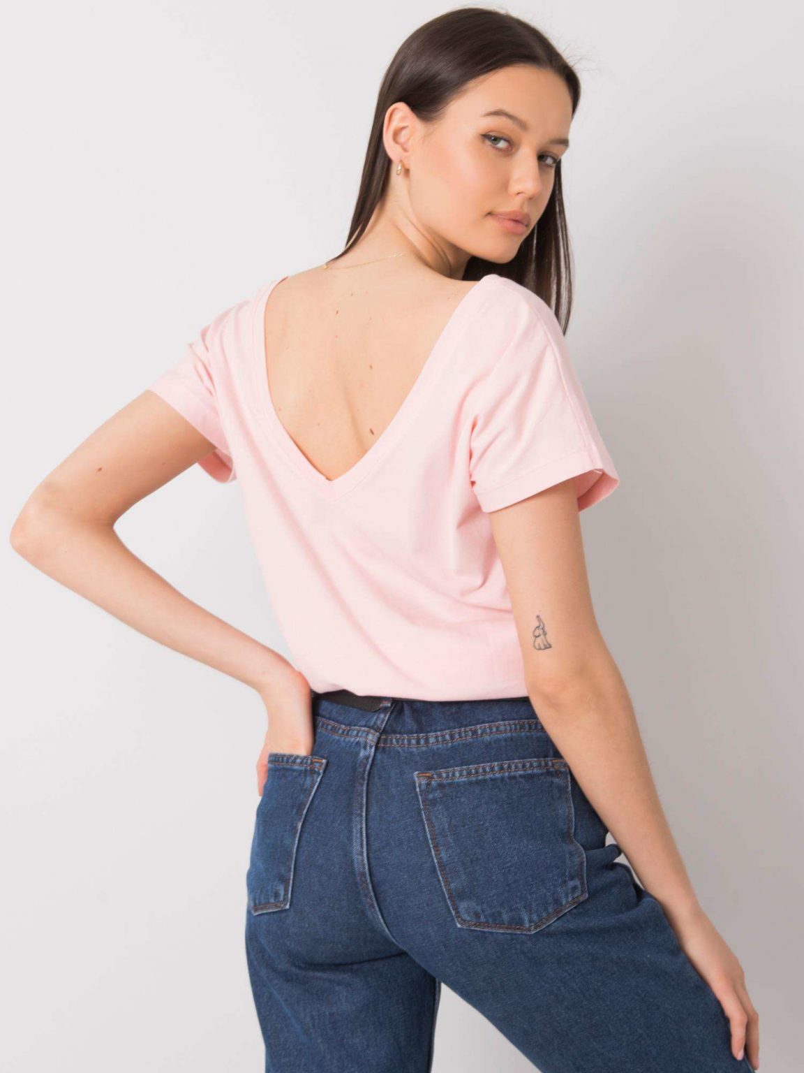 Jasnoróżowy t-shirt z nadrukiem Hortense