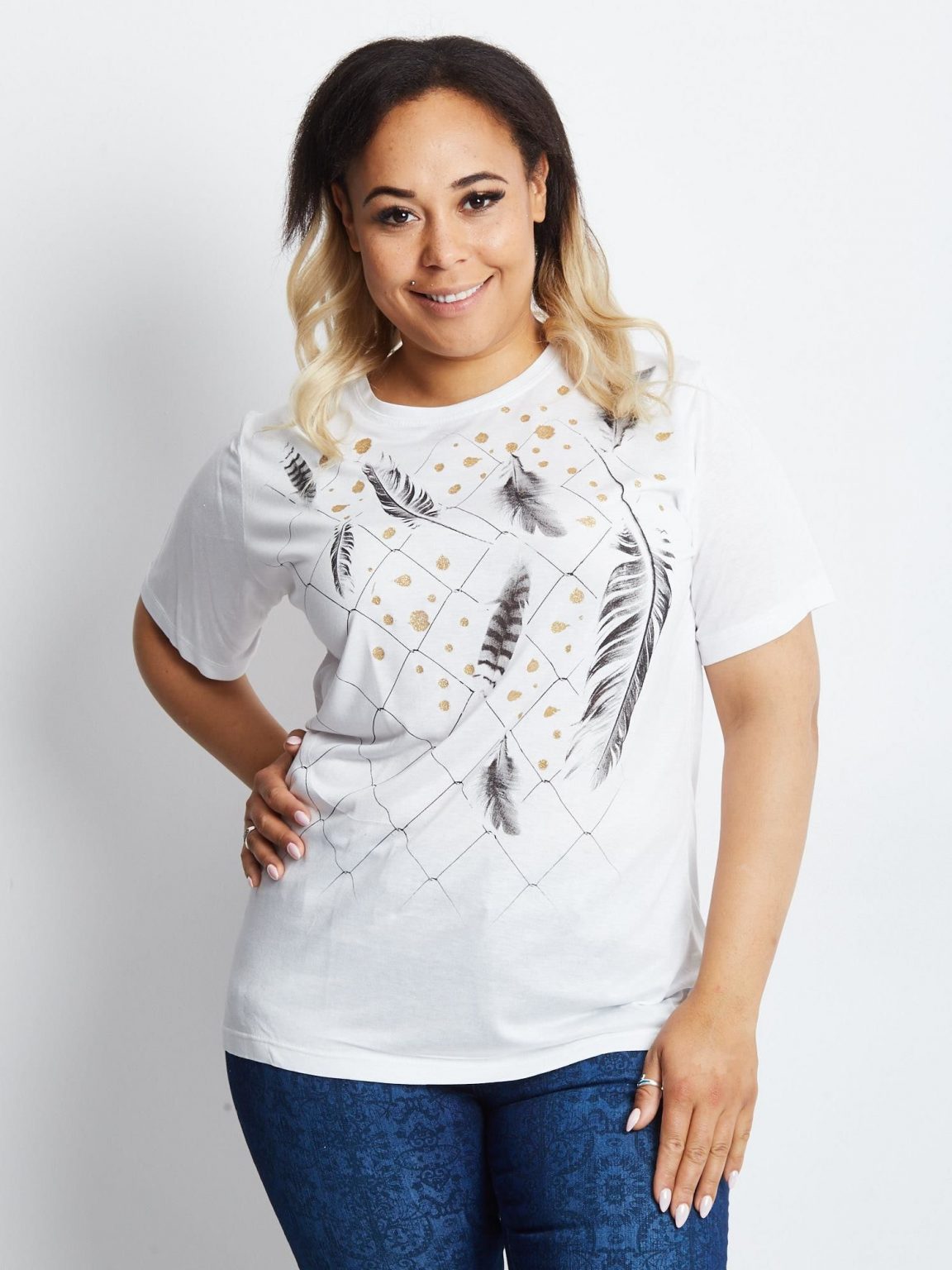 Biały t-shirt plus size Unravelling