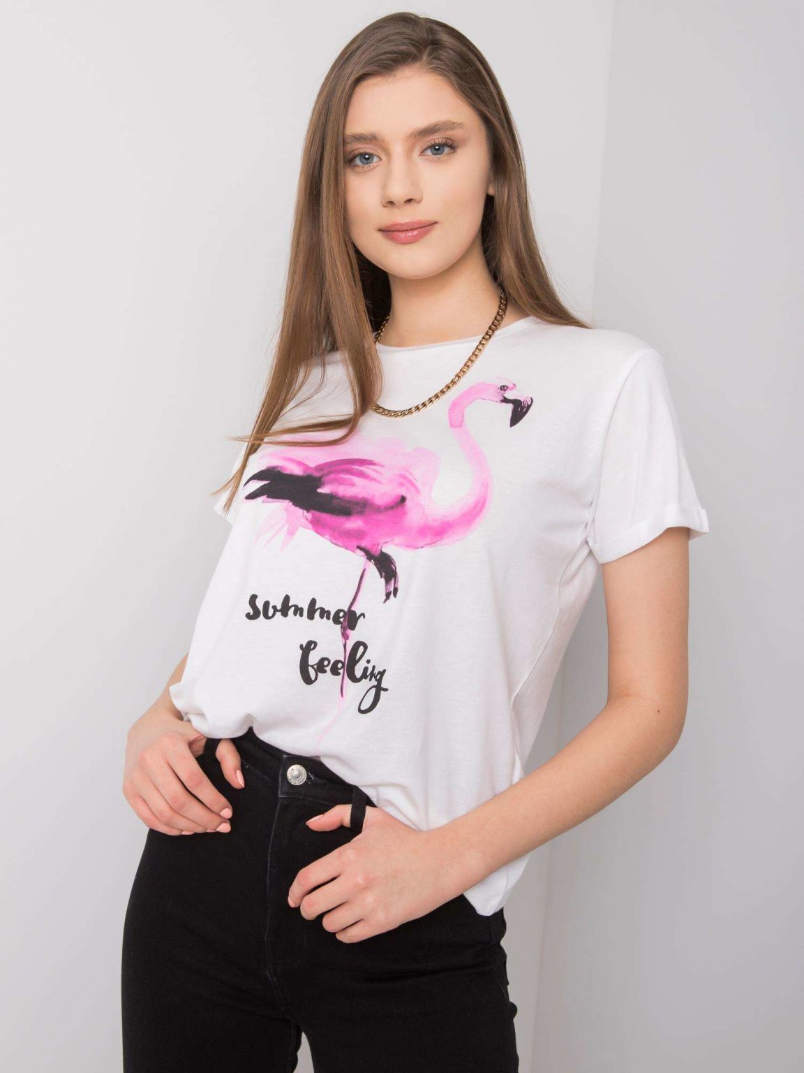 Biały t-shirt z nadrukiem Romily SUBLEVEL