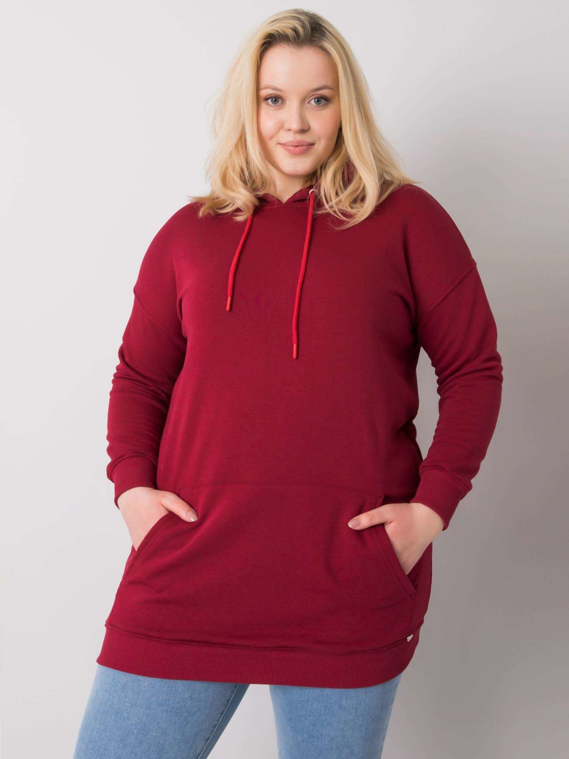 Bordowa bluza plus size z kapturem Luna
