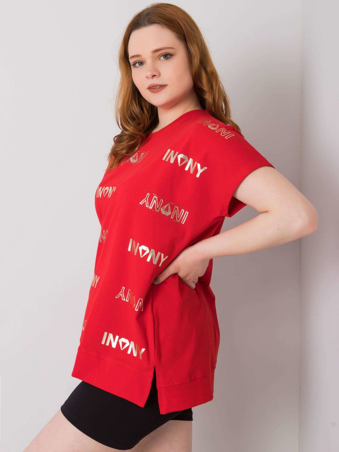 Czerwona bluzka plus size z bawełny Mallory