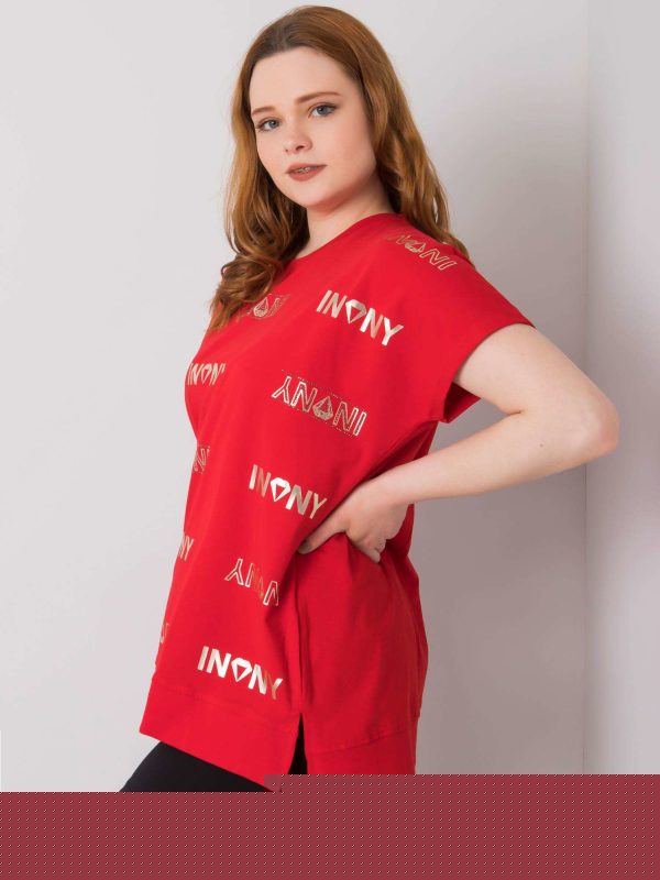 Czerwona bluzka plus size z bawełny Mallory