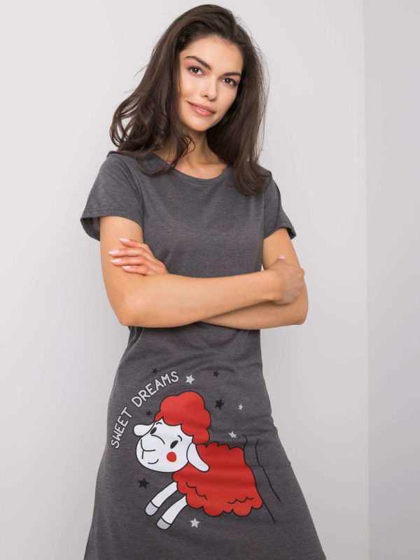 Grafitowa koszula nocna z bawełny