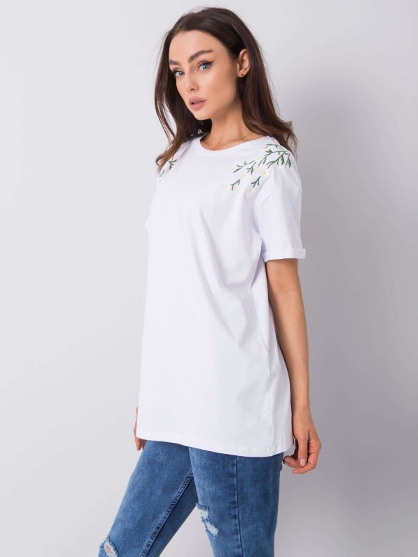 Biały t-shirt z haftem Quincy
