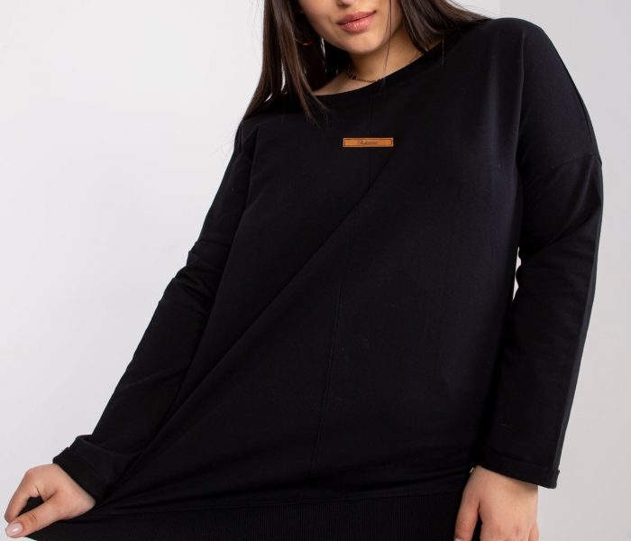 Hurtownia Czarna bluza dresowa plus size bawełniana Honorine
