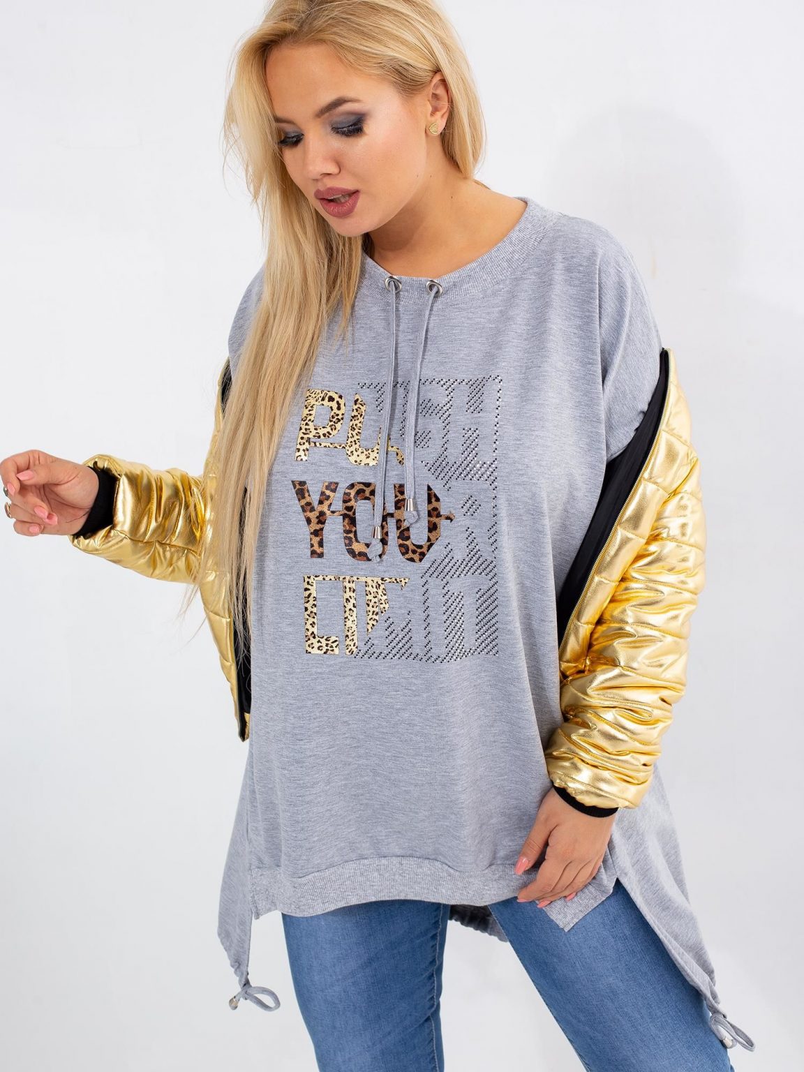 Szara bluza plus size Totally