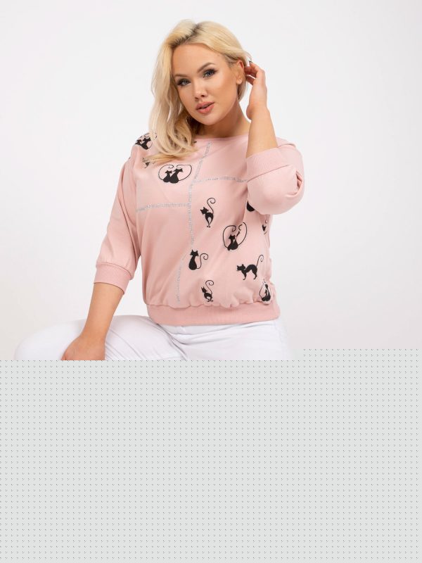 Brudnoróżowa bluzka plus size z bawełny Margeret