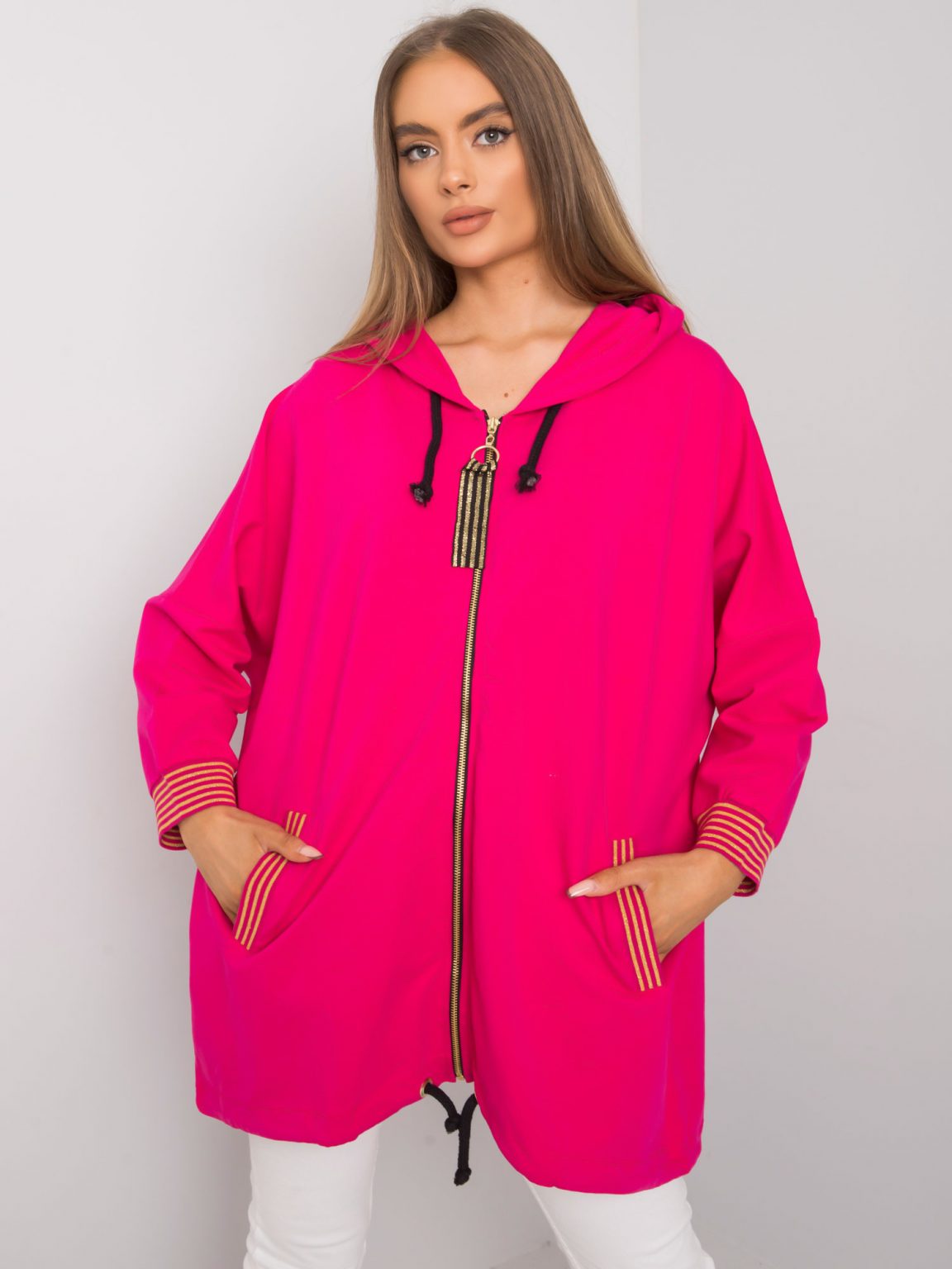Fuksjowa bluza oversize z kapturem Bertille