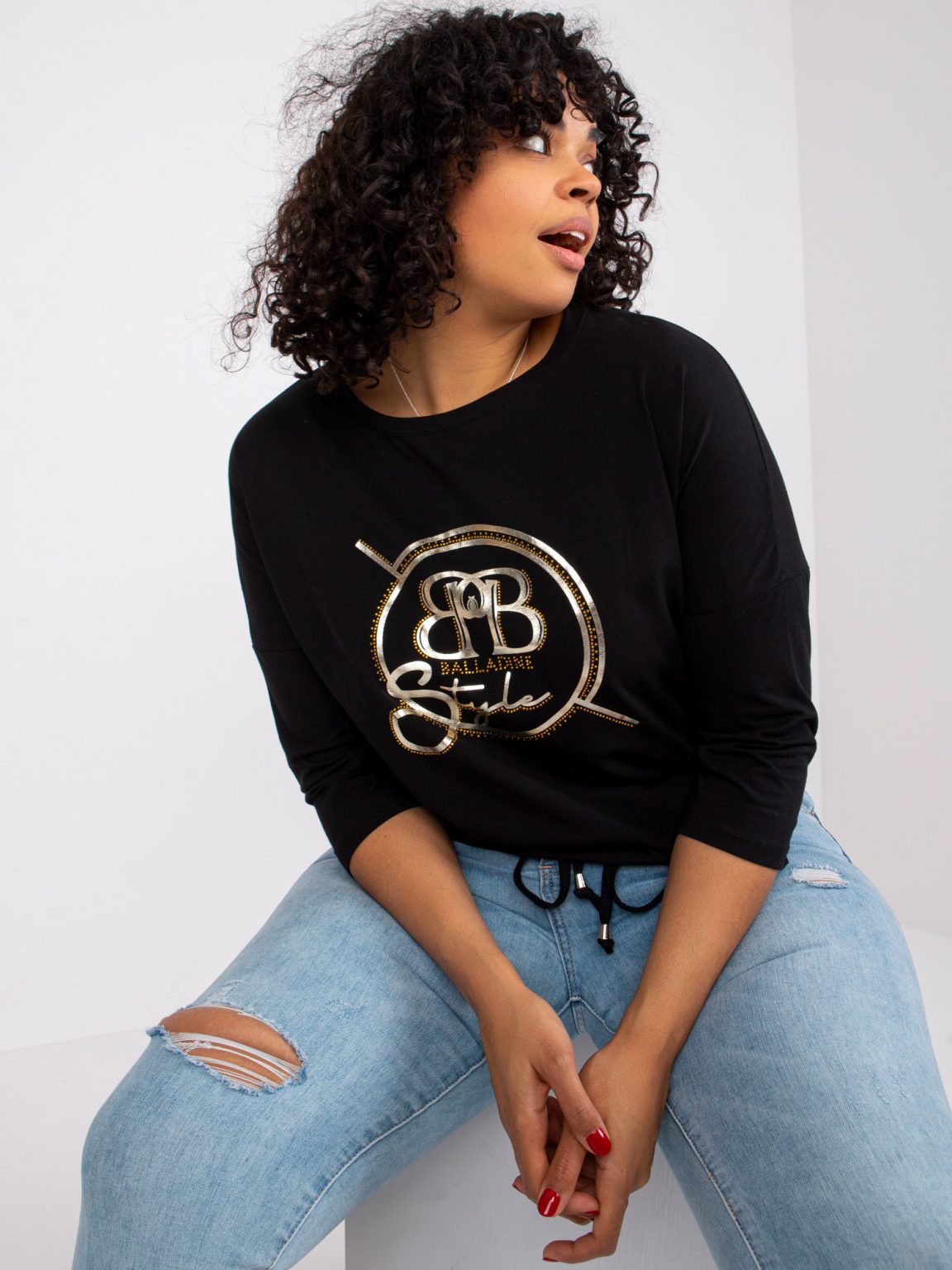 Czarna bluzka plus size bawełniana Tessa