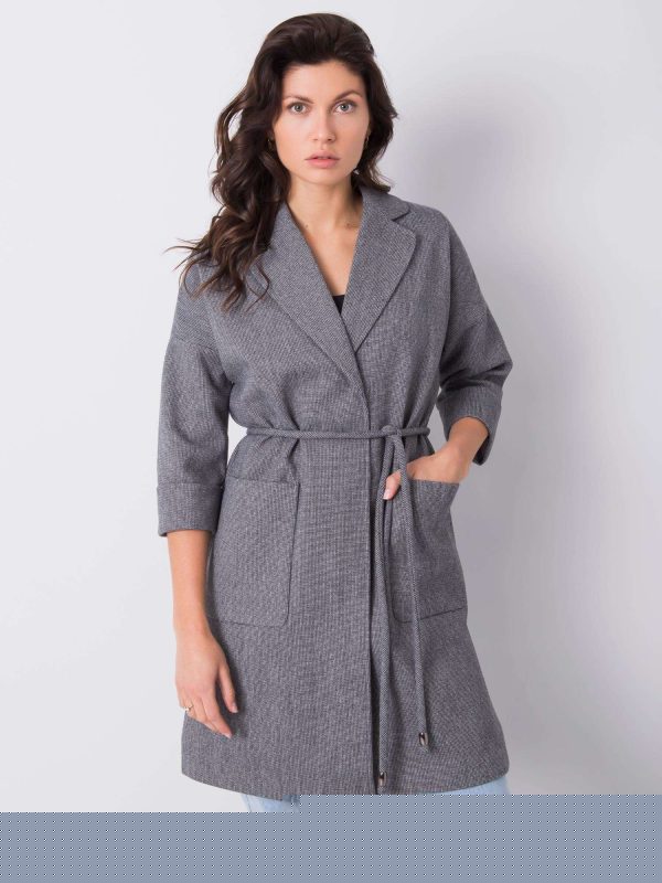 Szary płaszcz w kratkę Calla