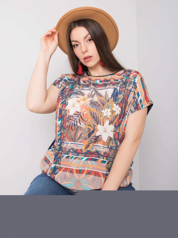 Granatowo-beżowa bluzka plus size Gabrielle