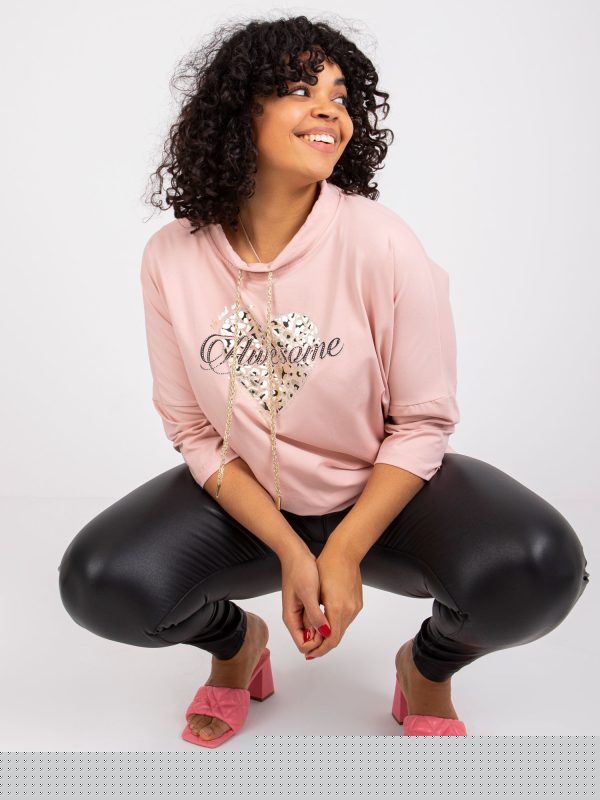 Brudnoróżowa bluzka plus size bawełniana Aileen