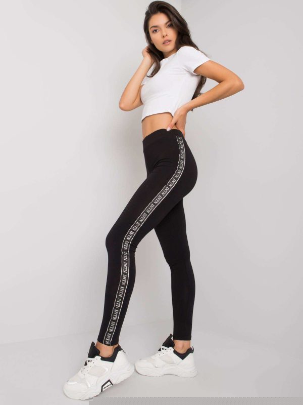 Czarno-srebrne legginsy z lampasami Akemi RUE PARIS