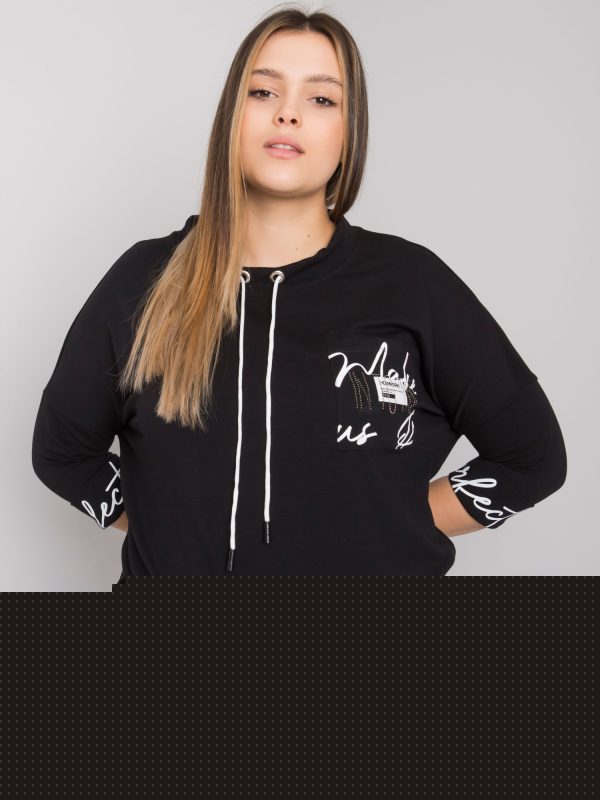 Czarna bluzka plus size z printem Susan