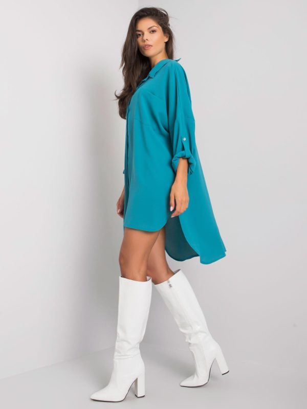 Ciemnomiętowa sukienka oversize Elaria