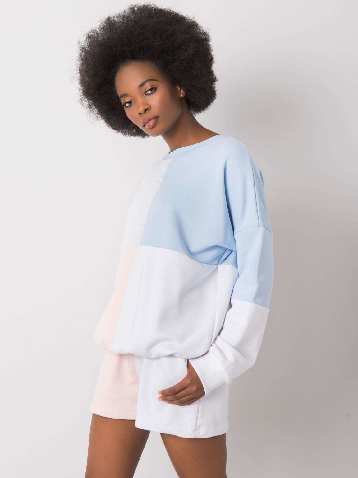 Jasnoróżowo-biały komplet casualowy Amaris RUE PARIS