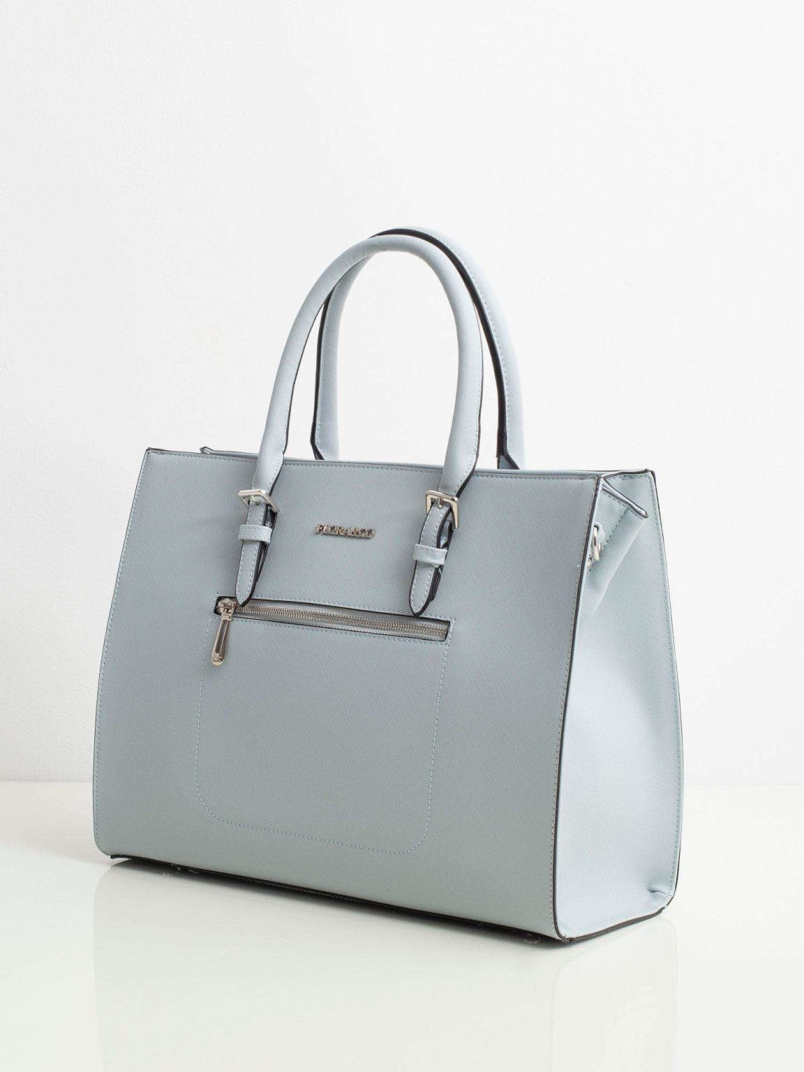 Jasnoniebieska torba shopper z ekoskóry