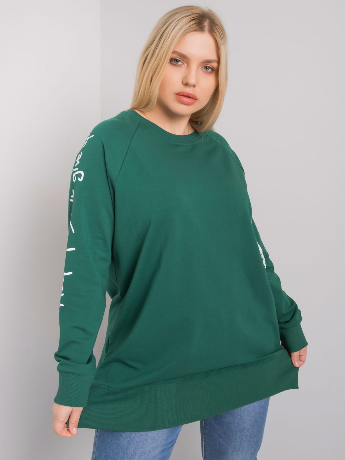 Ciemnozielona tunika dresowa plus size Parma