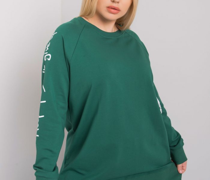 Hurtownia Ciemnozielona tunika dresowa plus size Parma