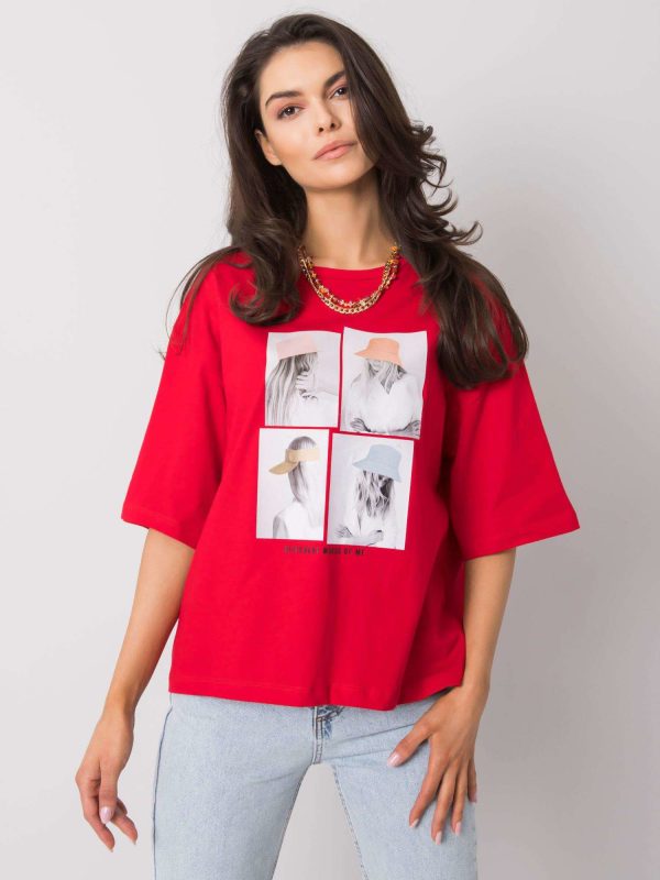 Czerwony t-shirt oversize Elisabete