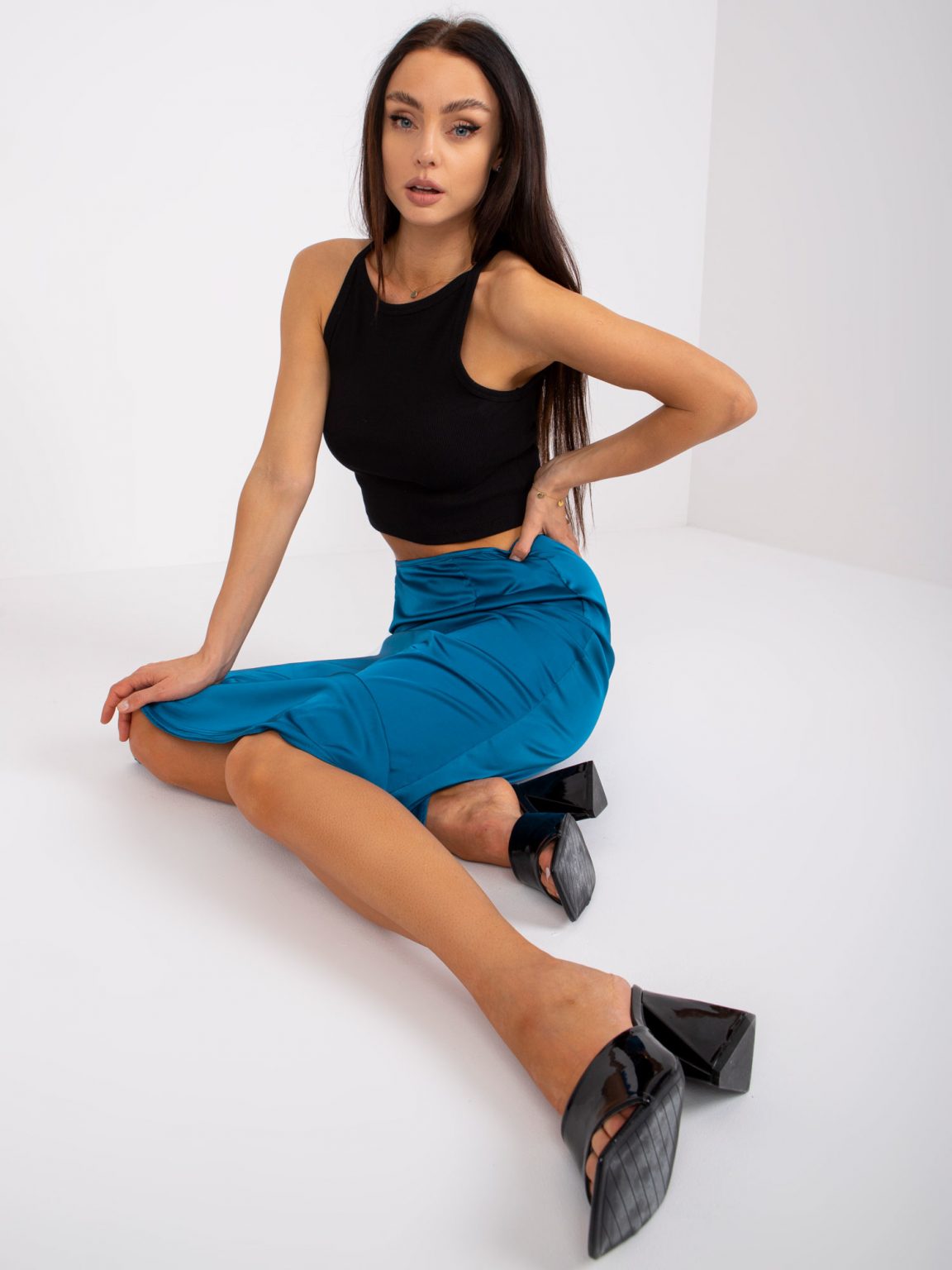 Czarny bawełniany top w prążek Margo RUE PARIS