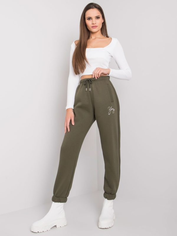 Jasne khaki spodnie dresowe z napisem Lily