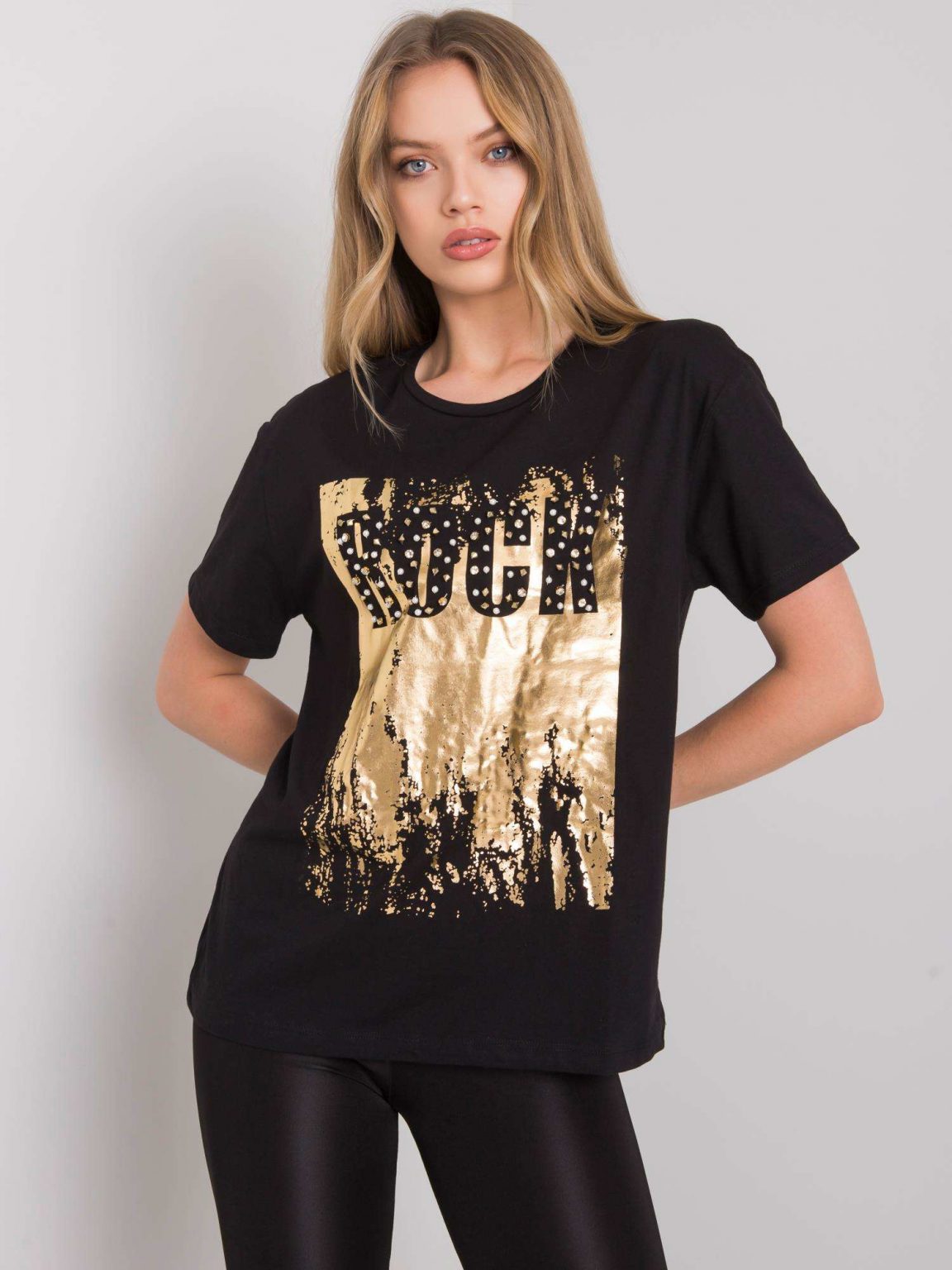 Czarny t-shirt z nadrukiem Ginger