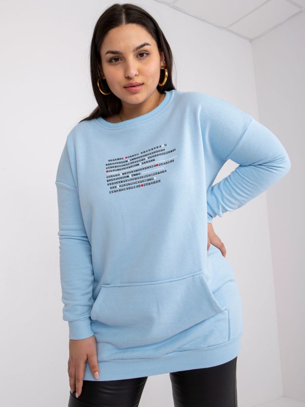 Jasnoniebieska długa dresowa bluza plus size Desiree