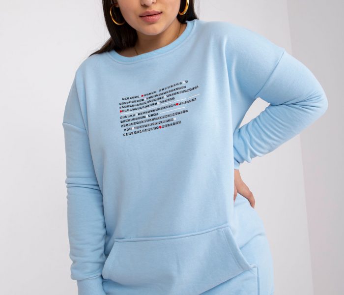 Hurtownia Jasnoniebieska długa dresowa bluza plus size Desiree