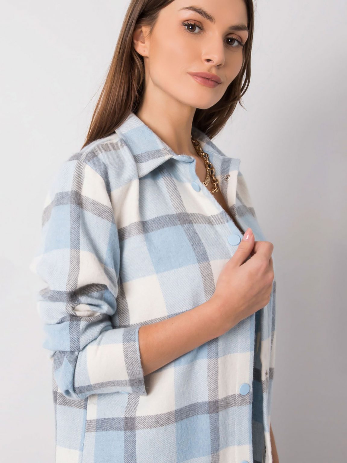 Jasnoniebieska flanelowa koszula Kylie RUE PARIS