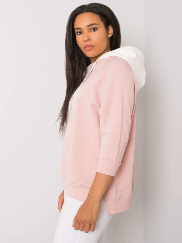 Brudnoróżowa bluza plus size z kapturem Patrina