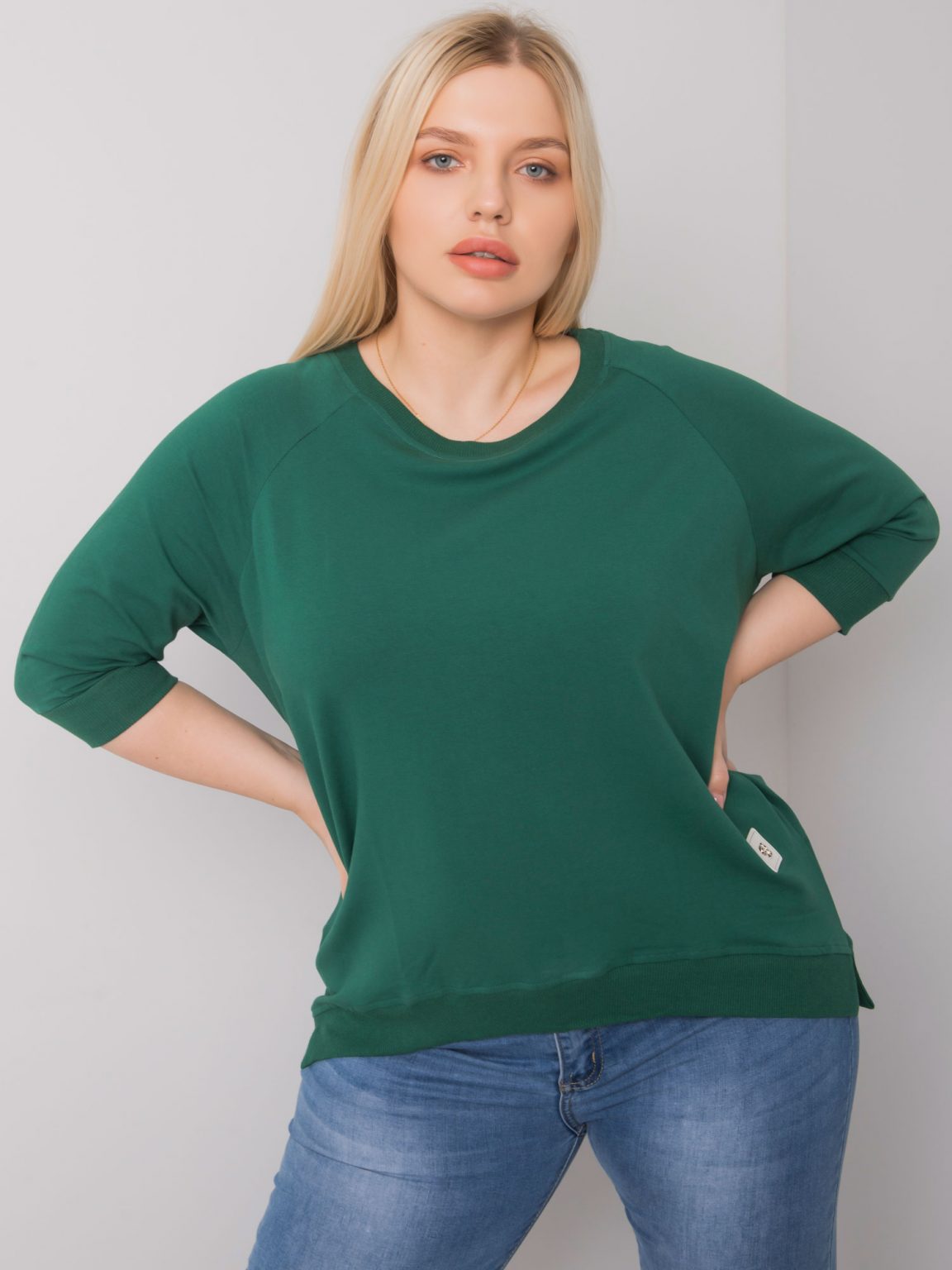 Ciemnozielona bawełniana bluza plus size Ninetta