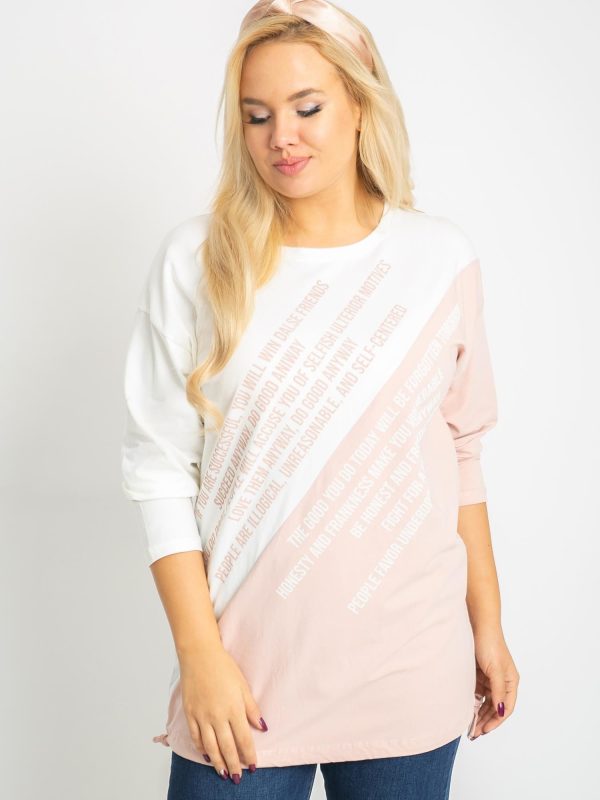 Biało-różowa bluzka plus size Secretly