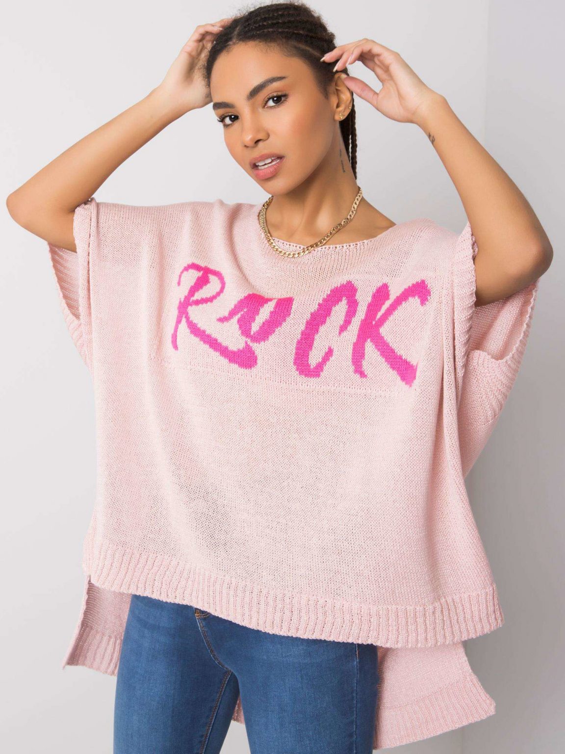 Brudnoróżowy sweter oversize Thea
